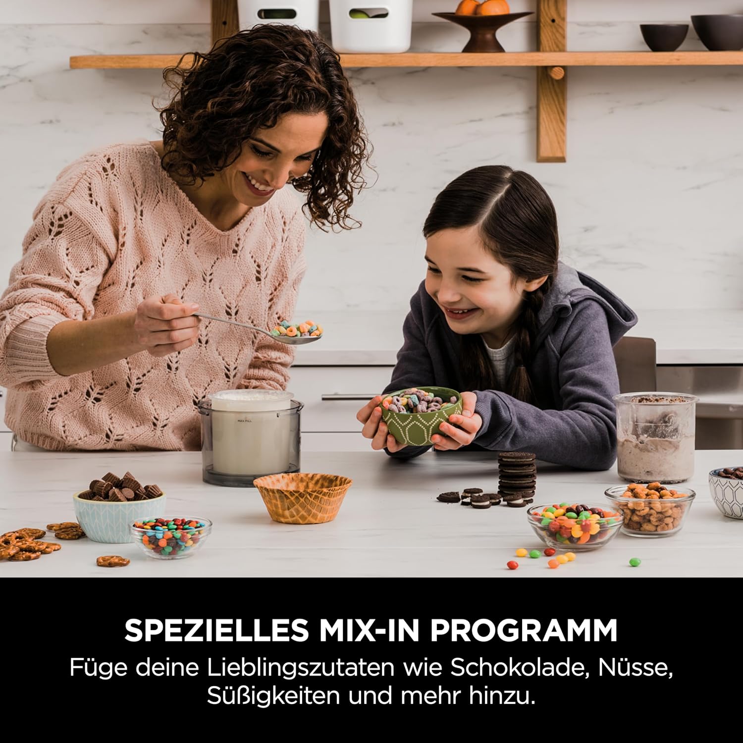 Eismaschine Dessertmaschine NC302EU mit 1,4L Behälter 7 Programmen für Eiscreme Gelato Sorbet Smoothie Bowl und Milchshakes