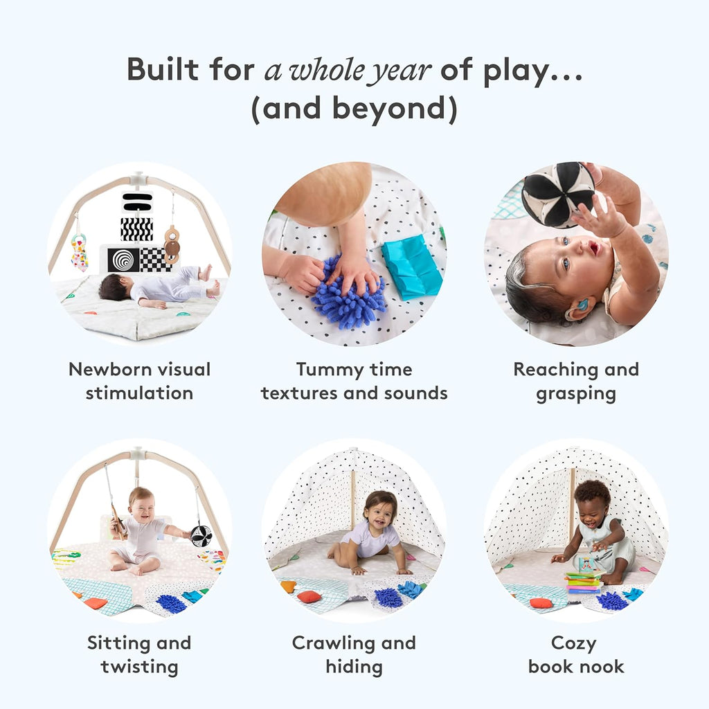 Baby Spielbogen mit Spielmatte Lovevery Play Gym 5 Entwicklungsbereiche mit 13 Aktivitätsspielzeugen für Babys