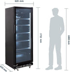 Getränkekühlschrank GK-360BB 360 L mit Glastür LED Beleuchtung abschließbar Umluftkühlung für Gastronomie