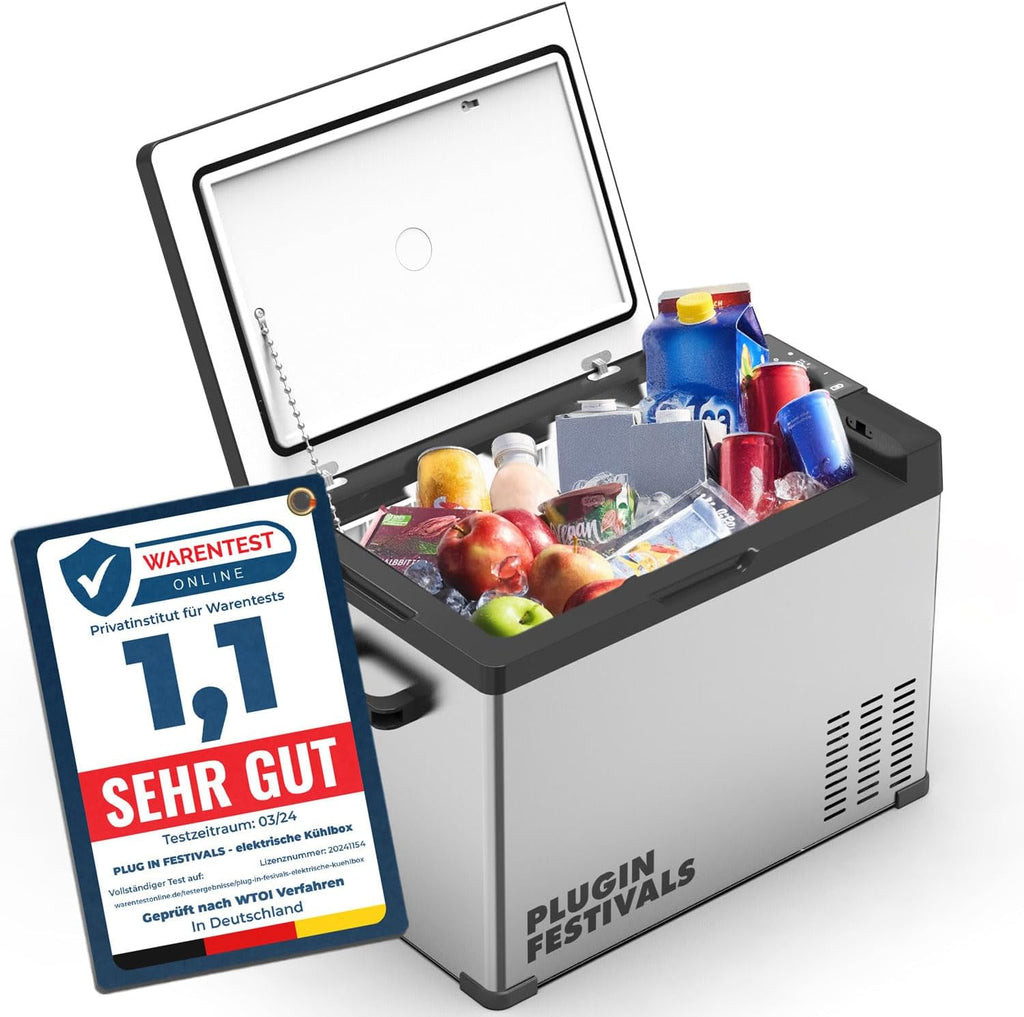 Kompressor Kühlbox PIF-IC40 40 Liter 12V 230V tragbare Kühlbox mit App Steuerung Temperaturregelung und LED Licht für Camping Auto