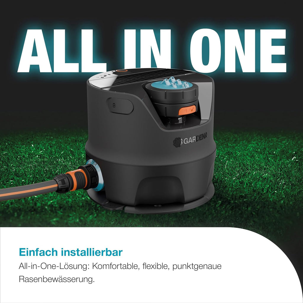 AquaPrecise Bewässerungssystem 16000-20 für Rasen bis 320 m² Solar Bluetooth App gesteuerte automatische Rasenbewässerung