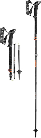 Trekkingstöcke Makalu FX Carbon faltbar verstellbar 4-teilig mit Klemmverschluss Carbonfaser Schaft Länge bis 130 cm