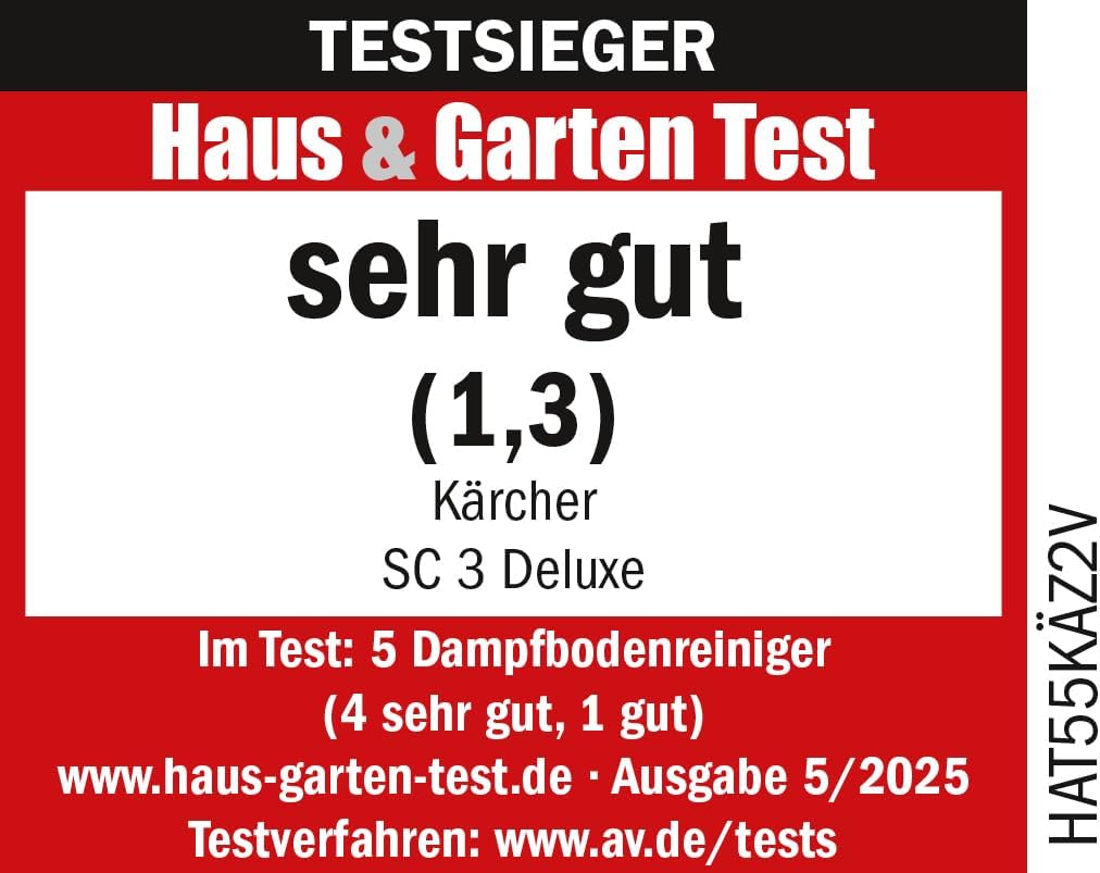 Dampfreiniger SC 3 Deluxe 1.513-430.0 mit 3,5 bar Dampfdruck 1900 W 1 l Tank EasyFix Bodenreinigungsset Düsen und Mikrofaserbezug