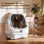 Automatische selbstreinigende Katzentoilette L mit App Steuerung Sensoren Geruchskontrolle 9 l Abfallbehälter für große Katzen