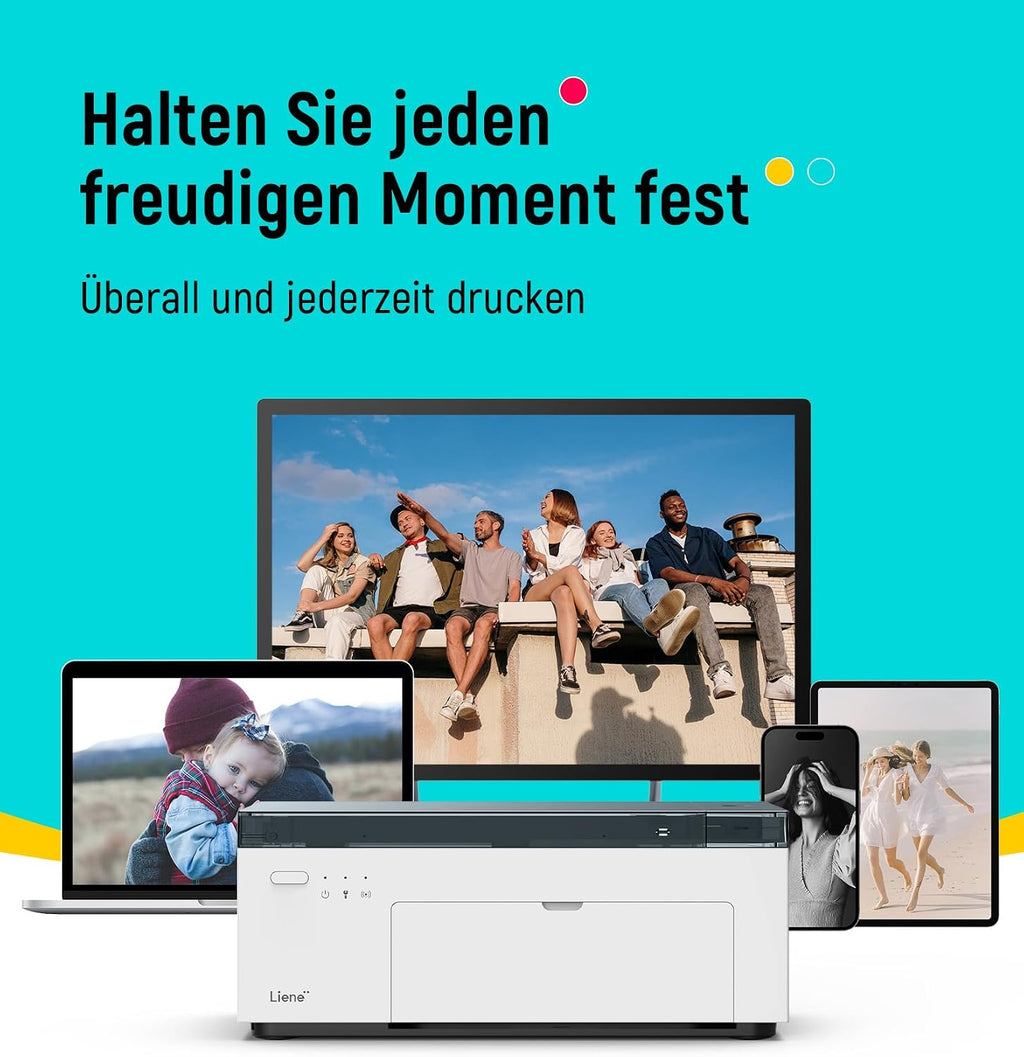 Fotodrucker DHP513 10x15 cm Farbsublimationsdrucker mit WLAN USB 300 DPI für Smartphone PC inklusive 100 Blatt Fotopapier