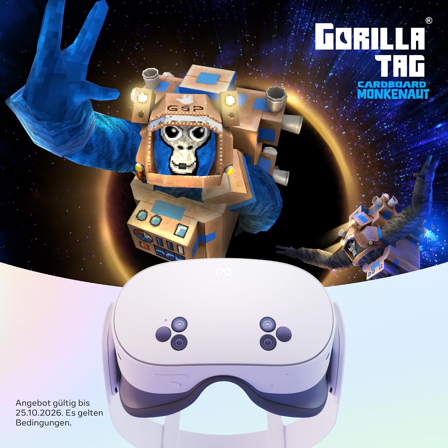 VR Headset Quest 3S 128 GB Kabelloses Mixed Reality Headset Snapdragon XR2 Gen 2 Gorilla Tag Monkenaut Bundle