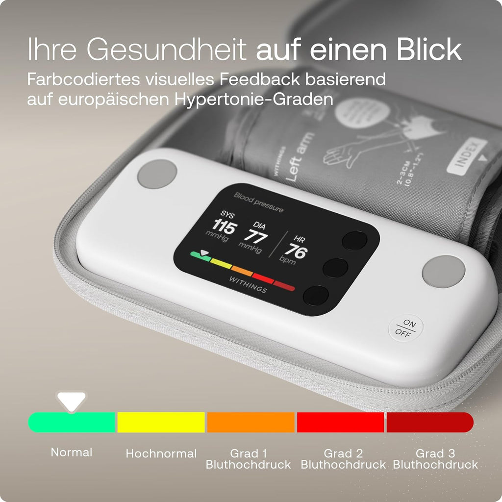 Oberarm Blutdruckmessgerät BPM Vision 2-in-1 Blutdruckmessung und EKG WLAN Bluetooth Synchronisation mit Manschette