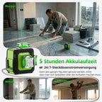 Kreuzlinienlaser 360° grün ST03CG 3D Nivelliergerät mit 152 cm Stativ Magnethalterung selbstnivellierend wiederaufladbar