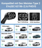 Mobile Wallbox Ladegerät 11kW Typ 2 400V 6-16A 7m Kabel CEE 16A EV Ladestation IP65 mit Ladezeit Einstellung