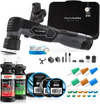Akku Poliermaschine EVO Mini 25-teiliges Set Exzenter Rotation mit Akkus Adaptern Stütztellern Pads Zubehör