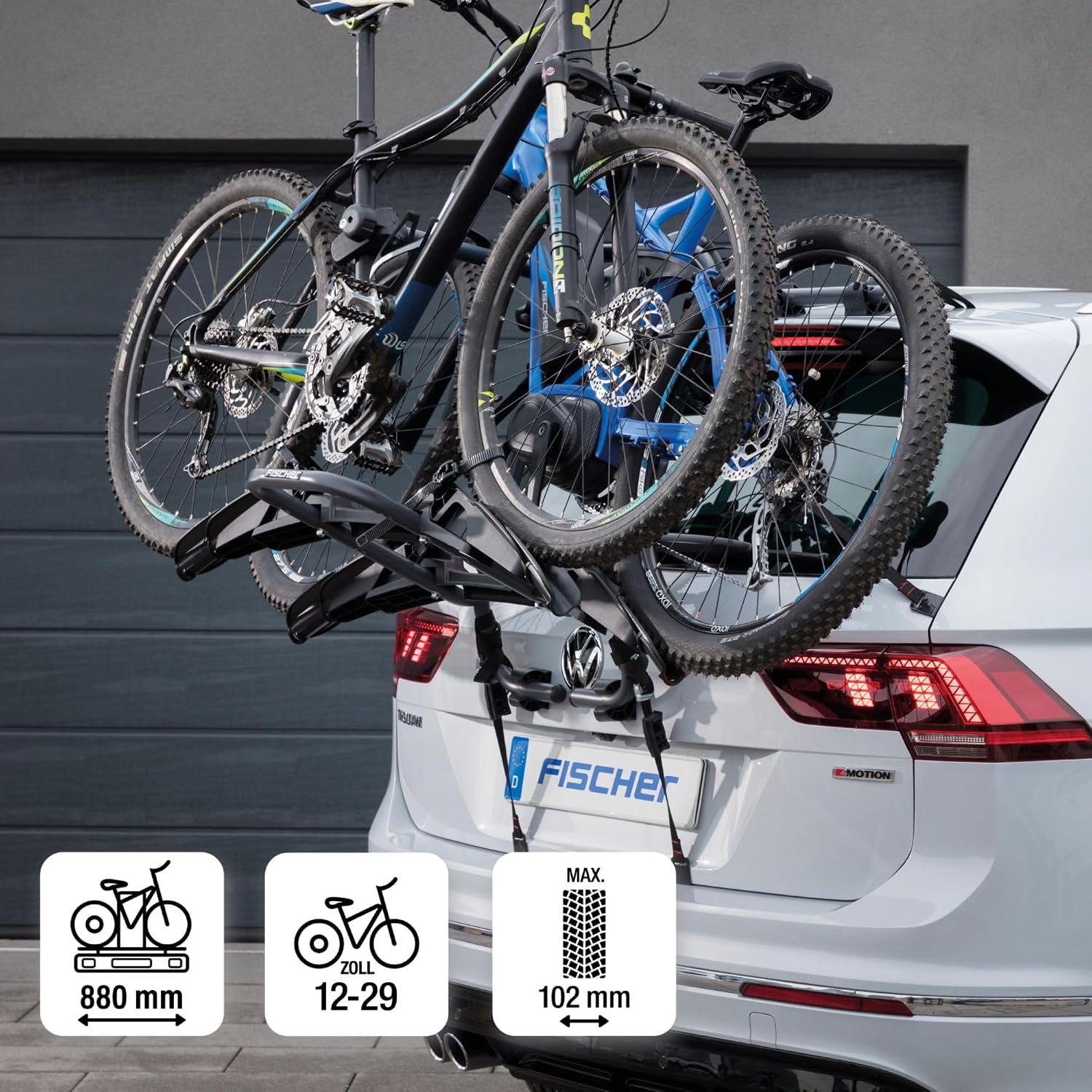 Heck Fahrradträger 10444 für 2 Fahrräder 12-29 Zoll bis 45 kg klappbar Stahl Rahmenhalter abschließbar