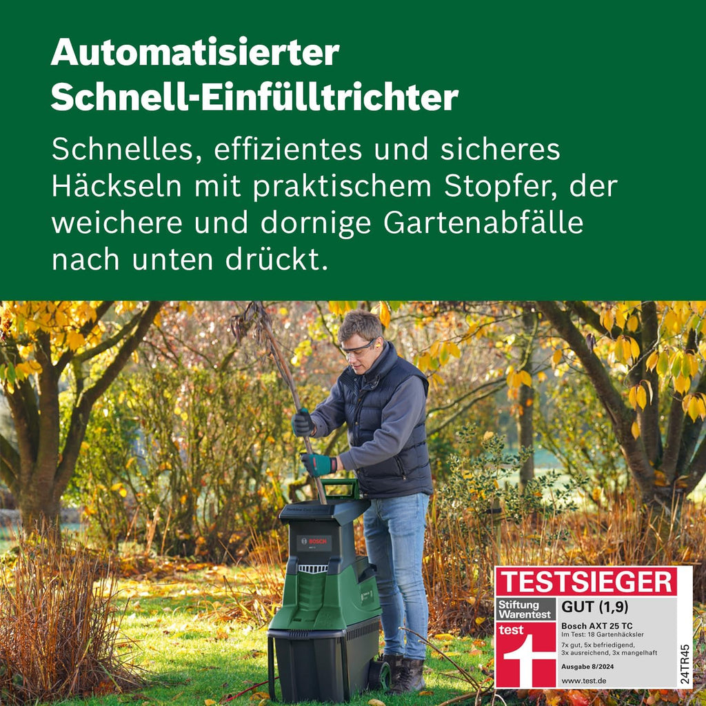 Turbinenhäcksler AXT 25 TC 2500W Gartenhäcksler Holz und Gartenabfälle 53L Fangbox 45mm Aststärke