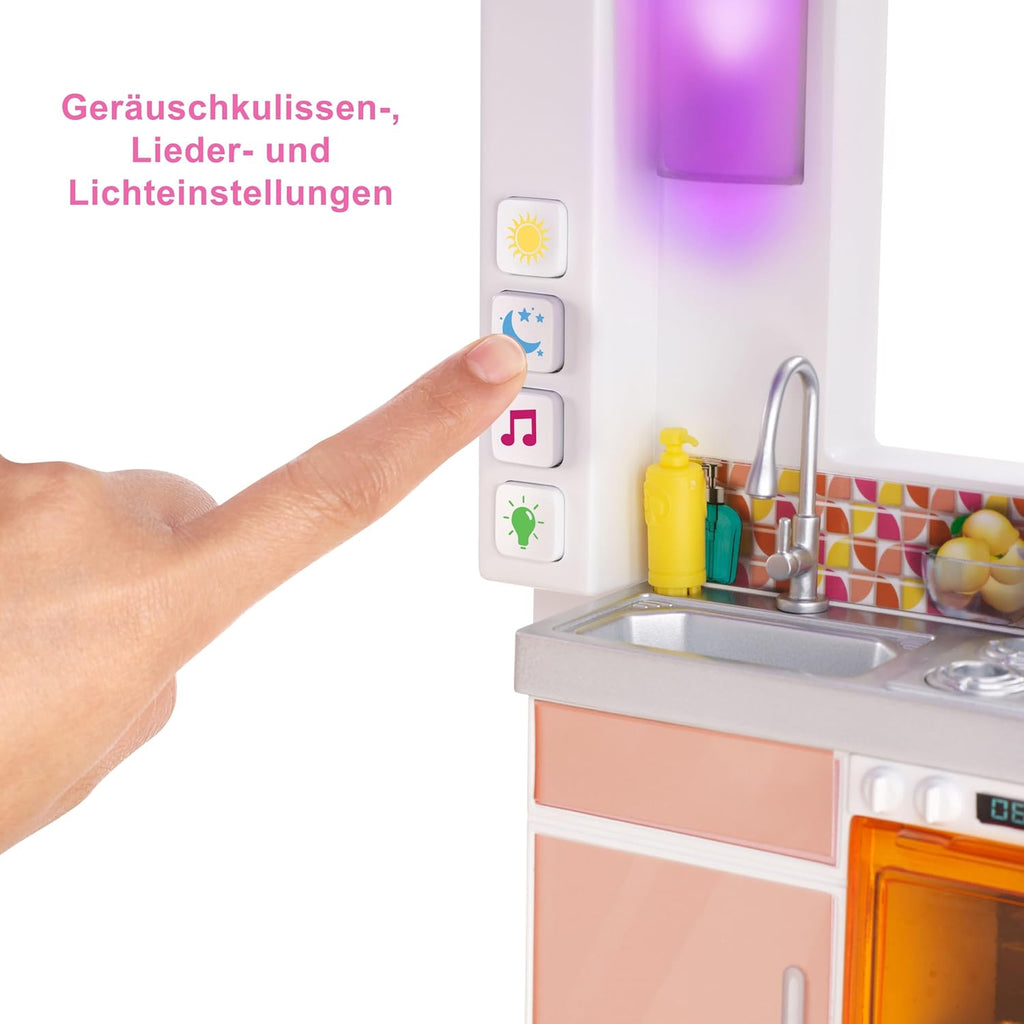 Puppenhaus Spielset 3 Etagen mit Pool Rutsche Aufzug Licht und Sound 75 Zubehörteile Modell GRG93