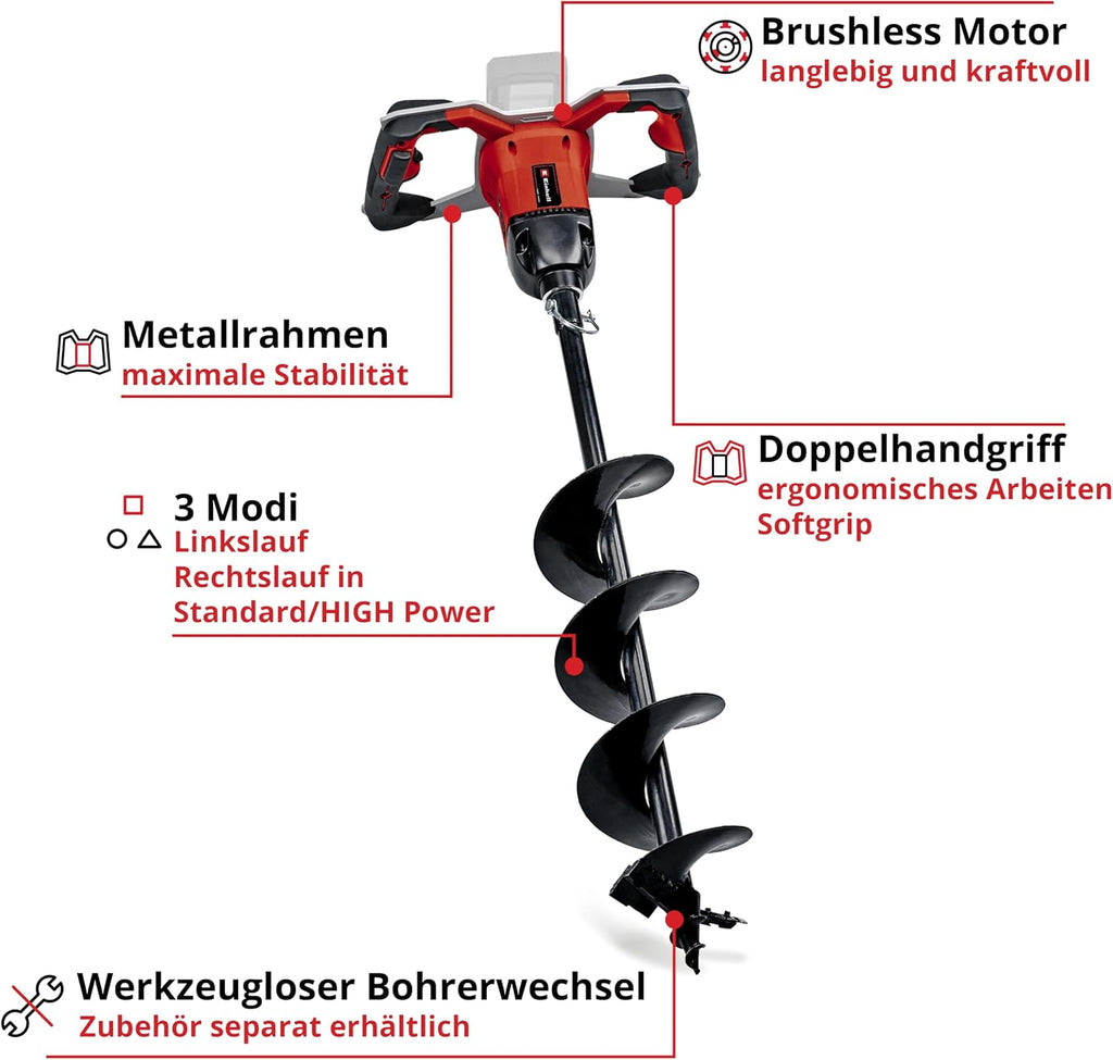 Akku Erdbohrer GP-EA 18/150 Li BL-Solo 18V Brushless 150 mm Bohrdurchmesser 80 cm Bohrtiefe ohne Akku
