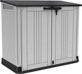 Gartenschuppen Store It Out Nova 132 x 71,5 x 113,5 cm Kunststoff Außenaufbewahrung wetterfest abschließbar hellgrau dunkelgrauer Deckel