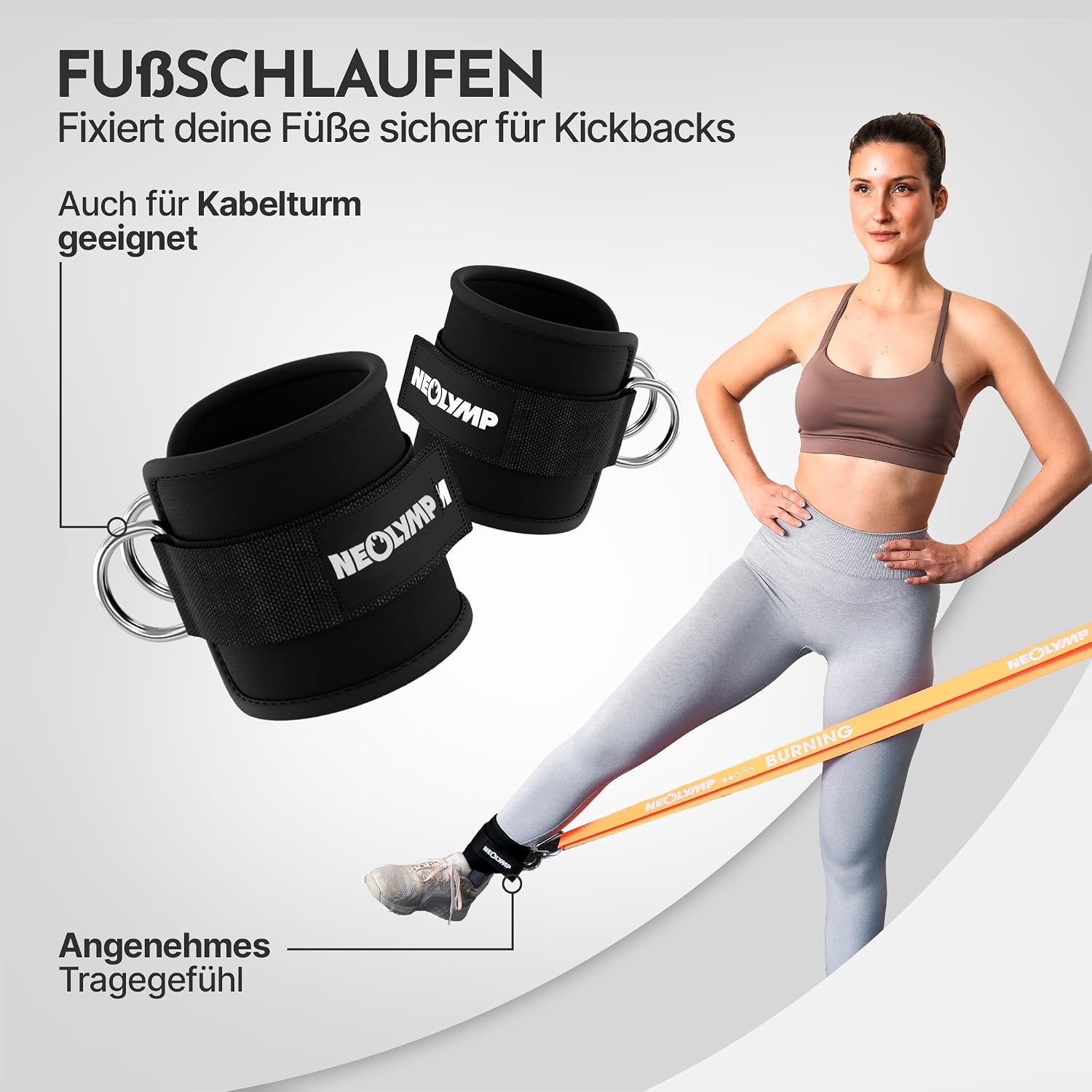 Lange Stoff Fitnessbänder Set 5 Widerstandsstufen Allroundset Ultra mit Türanker Fußschlaufen Griffen Stange