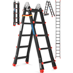 Mehrzweckleiter Aluminium 6in1 19458_mfn 20 Sprossen 150 kg Tragfähigkeit ausziehbar bis 520 cm klappbar rutschfest Gelenkleiter