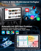 Single DIN Autoradio mit Touchscreen 10.1 Zoll Android 14 2GB 64GB Bluetooth CarPlay Android Auto Navigation Rückfahrkamera