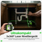 Kreuzlinienlaser 360° grün ST03CG 3D Nivelliergerät mit 152 cm Stativ Magnethalterung selbstnivellierend wiederaufladbar
