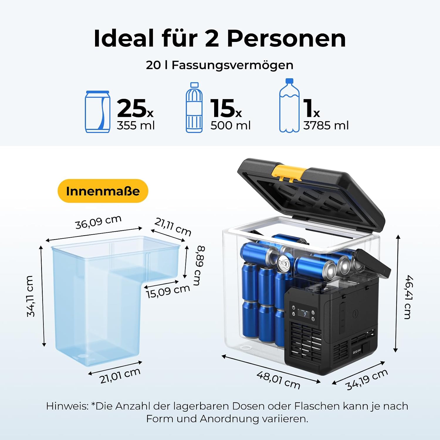 Kompressor Kühlbox CRH20 20L tragbarer Autokühlschrank mit 240Wh Akku 12V 24V 230V App Steuerung IPX4
