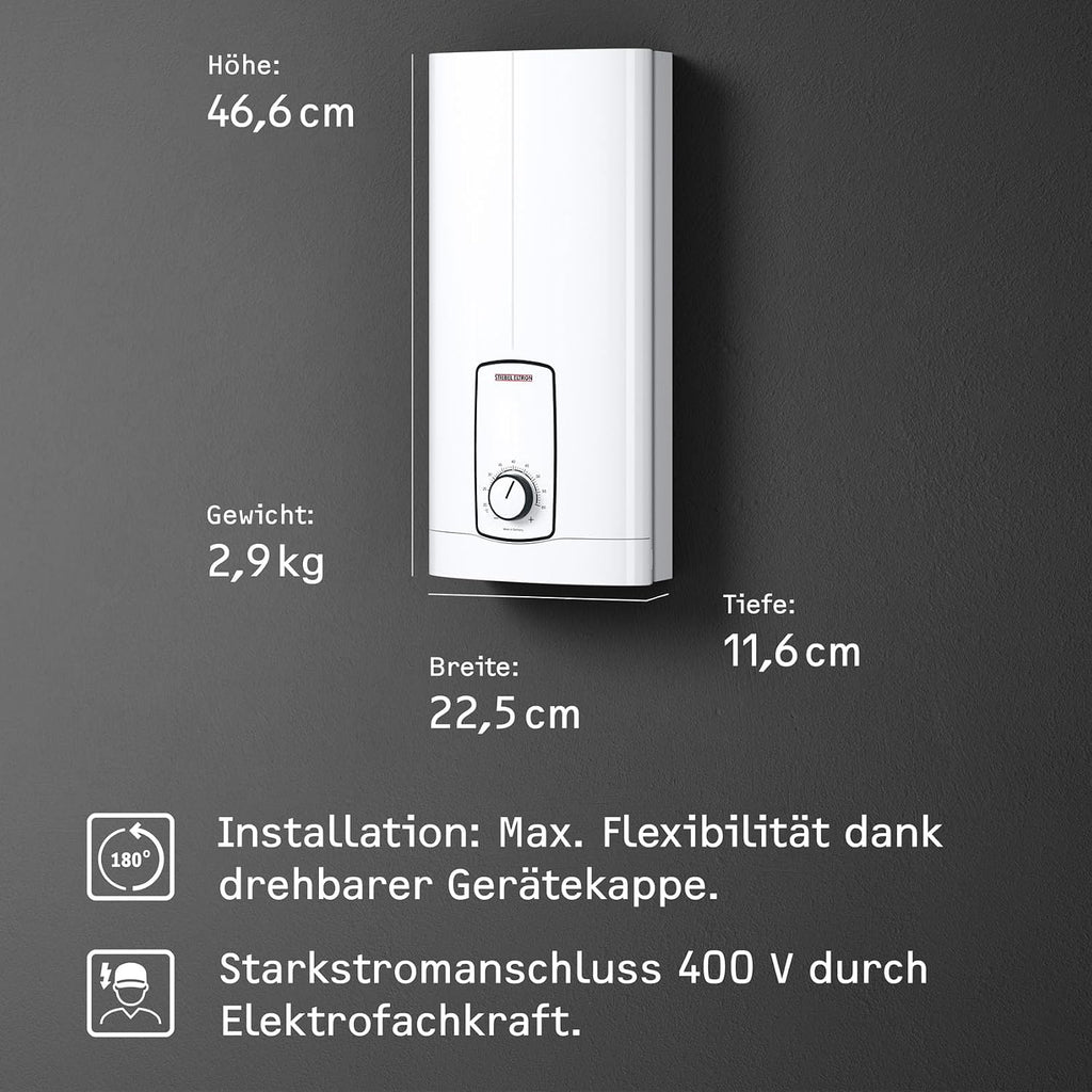 Elektronischer Durchlauferhitzer DHB 18/21/24 kW ST Trend 3i Technologie gradgenaue Temperaturwahl 400V Starkstrom 24 kW 10,7 l/min