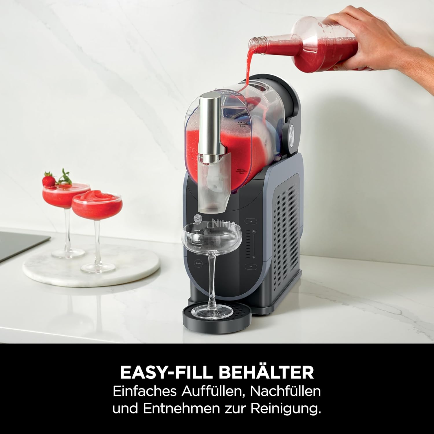 Slush Eisgetränke Maschine FS301EU 1,9 L Kapazität Kompressor mit WhisperChill Technologie für Slush Frozen Cocktail Frappé Milkshake