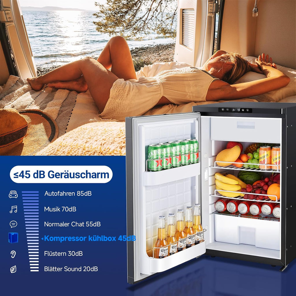 Kompressor Kühlbox 83L AAOBOSI 12V 24V Auto Kühlschrank mit APP Steuerung LED Beleuchtung für Wohnmobil LKW Boot Camping
