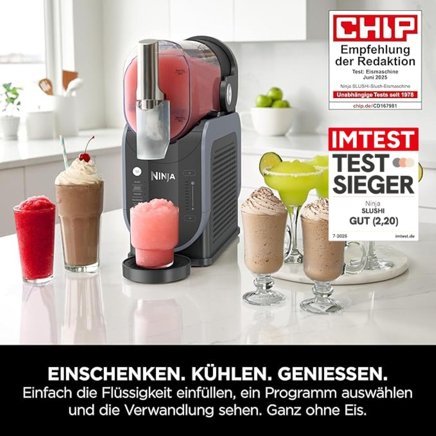 Slush Eisgetränke Maschine FS301EU 1,9 L Kapazität Kompressor mit WhisperChill Technologie für Slush Frozen Cocktail Frappé Milkshake