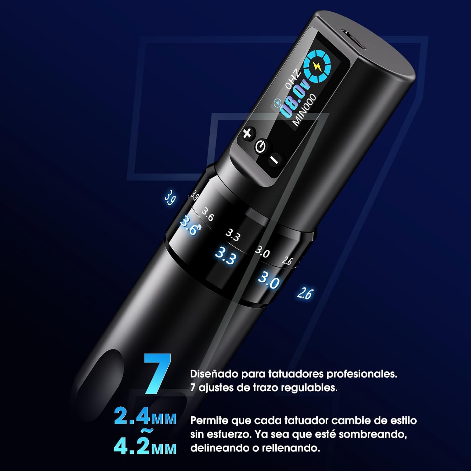 Kabellose Tattoo Maschine Set ULTRA-PLUS-H1-Kit 2.2-4.2 mm Hublänge 1600 mAh Akku mit Tattoo Drucker Bluetooth und Zubehör