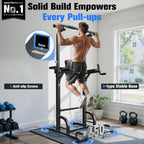 Power Tower mit Klimmzugstange und Dip Station FB-19YTXS02 Kraftstation aus Stahl 204 kg Belastbarkeit für Heimtraining