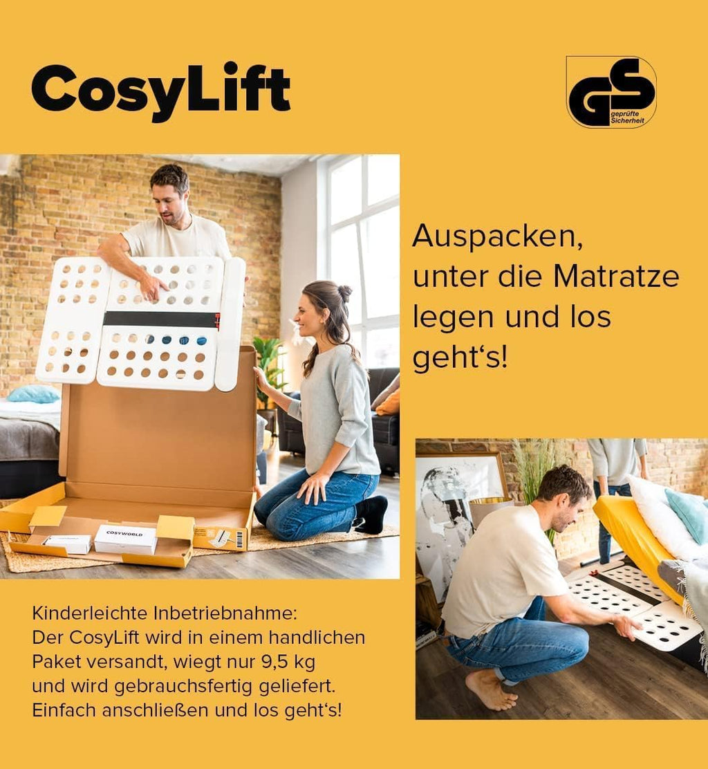 Elektrischer Lattenrost Lift CosyLift verstellbar für Matratzen und Boxspringbetten mit Motor und Handschalter 102 x 70 cm