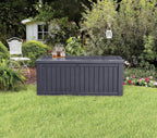 Garten Aufbewahrungsbox 570 Liter Kissenbox mit Belüftung Holzoptik wetterfest mit Gasdruckfeder
