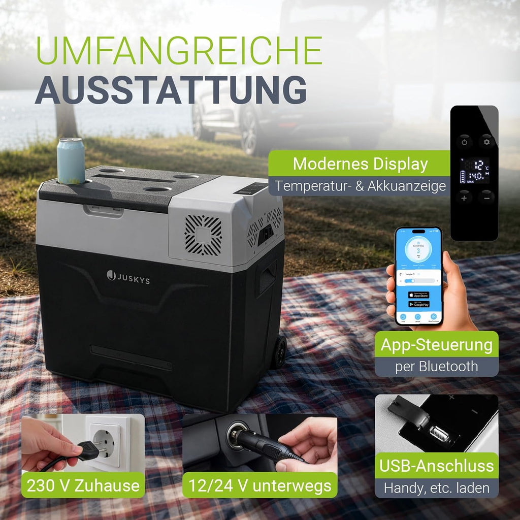 Kompressor Kühlbox Kühlung 50L 12V 24V 230V Mini Kühlschrank kalt warm für Auto LKW Reisemobil Camping