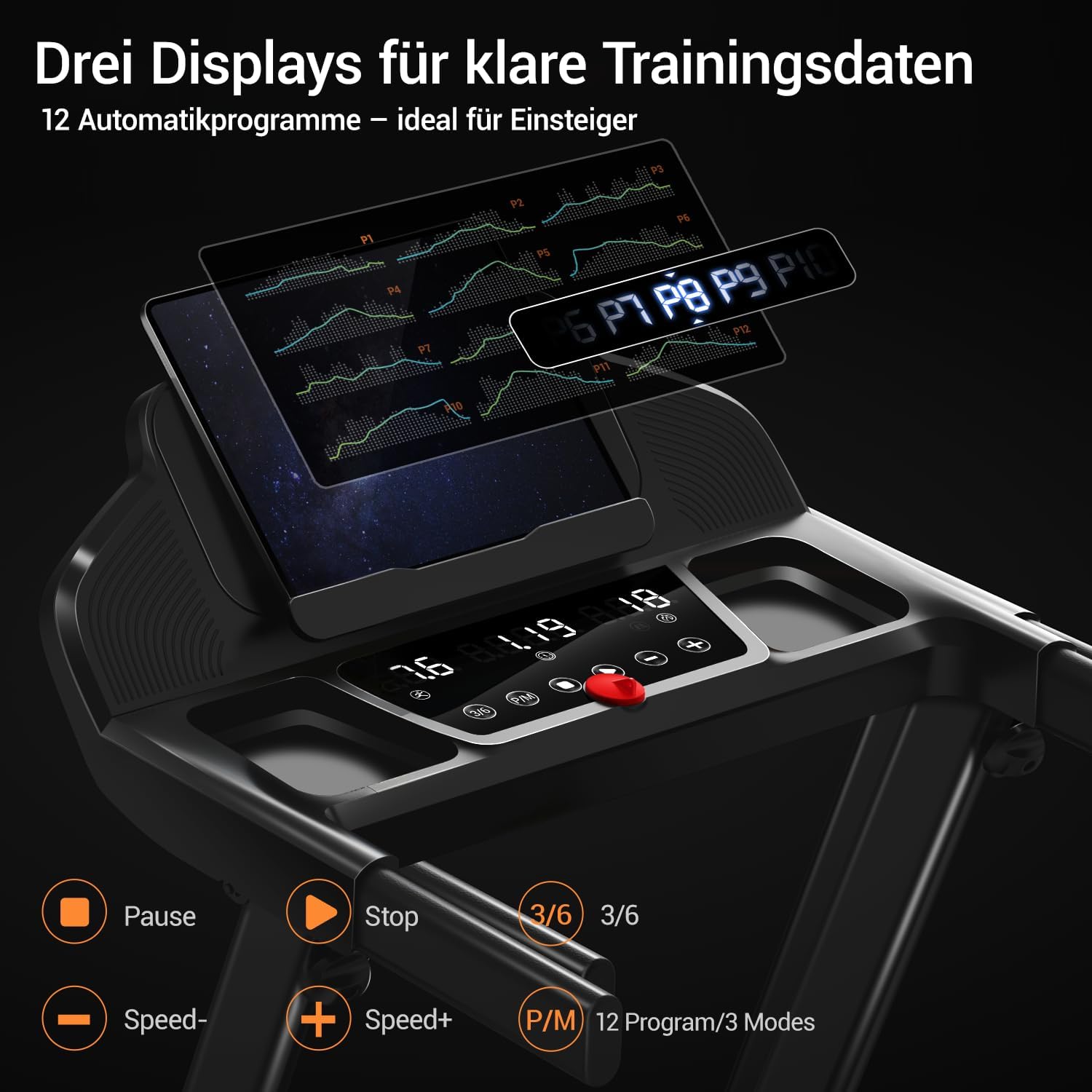 Klappbares Laufband für Zuhause SF20 mit 15% Steigung 12 km/h Geschwindigkeit 3,0 PS Motor LED-Anzeige 160 kg Belastbarkeit