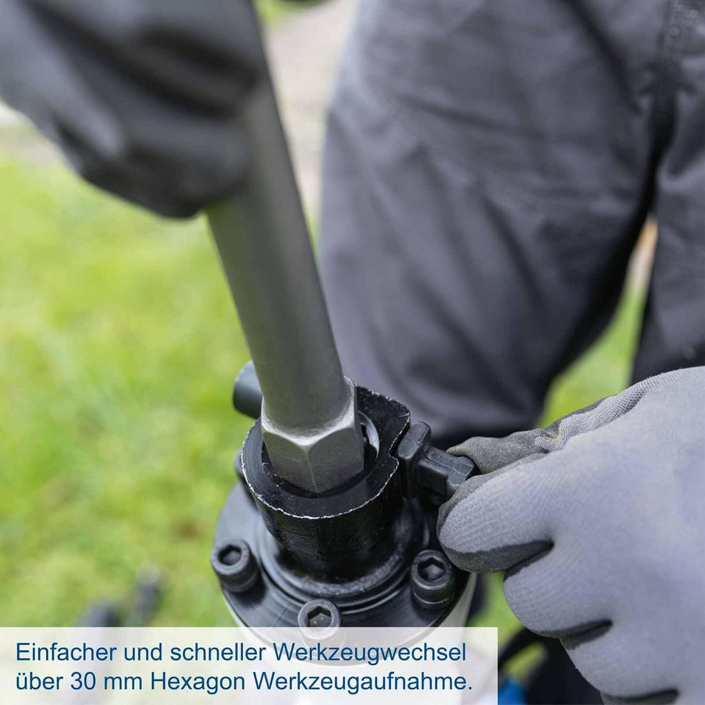 Abbruchhammer AB1900 1900W 60J Schlagenergie Betonhammer mit 390 mm Meißelaufnahme inklusive Spitz- und Flachmeißel Transportkoffer