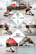 Bauch und Rückentrainer BRT150 6in1 Multifunktions Hantelbank verstellbar für Krafttraining zuhause bis 130 kg