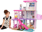 Puppenhaus Spielset 3 Etagen mit Pool Rutsche Aufzug Licht und Sound 75 Zubehörteile Modell GRG93
