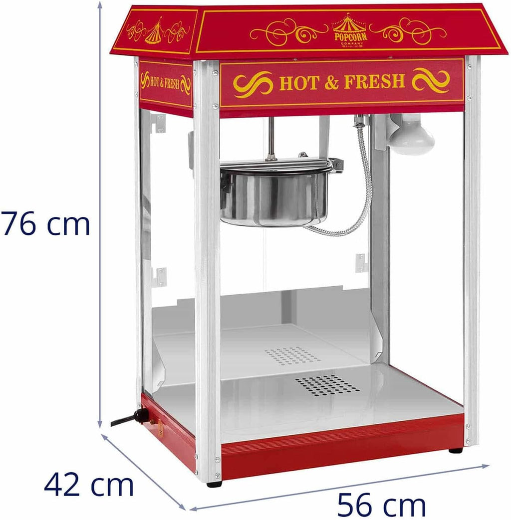 Popcornmaschine 1500W 5 kg/h Retro Design Rot Edelstahl Glas Aluminium kommerzielle Popcorn Maker Maschine