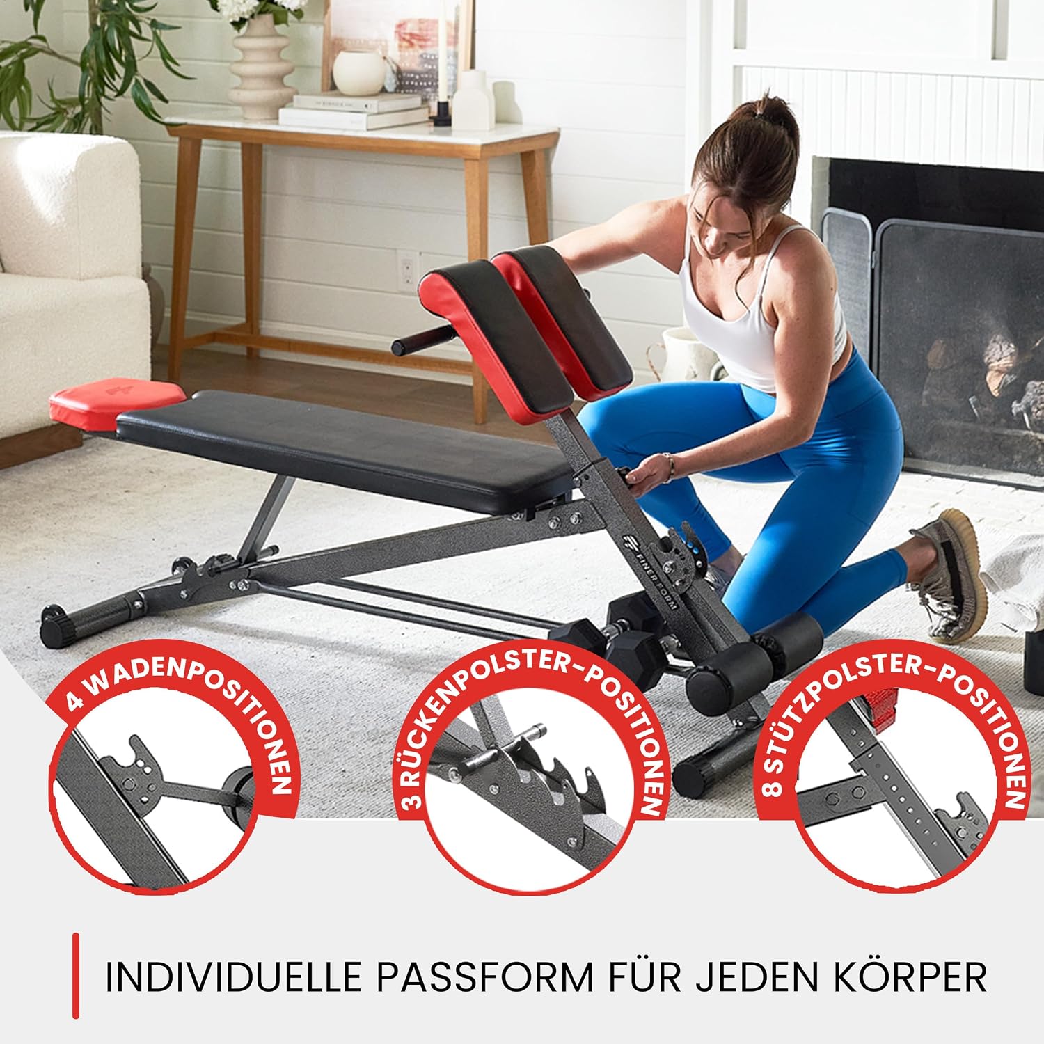 Verstellbare Hantelbank für Krafttraining Hyperextension Rückenstrecker Bauchtrainer Schrägbank Flachbank Modell FF-TB011384
