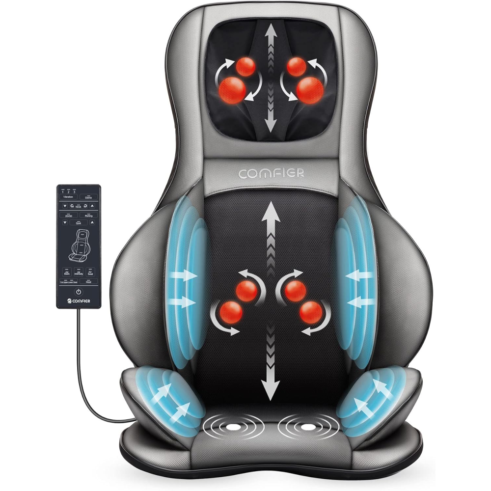 Massage Sitzauflage Shiatsu Rücken Nacken 2D 3D Knetmassage mit Wärme Luftkompression Vollrücken verstellbar