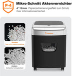 Aktenvernichter C233-B mit automatischem Einzug 120 Blatt Partikelschnitt P-4 23L Behälter 62dB mit 4 Rädern