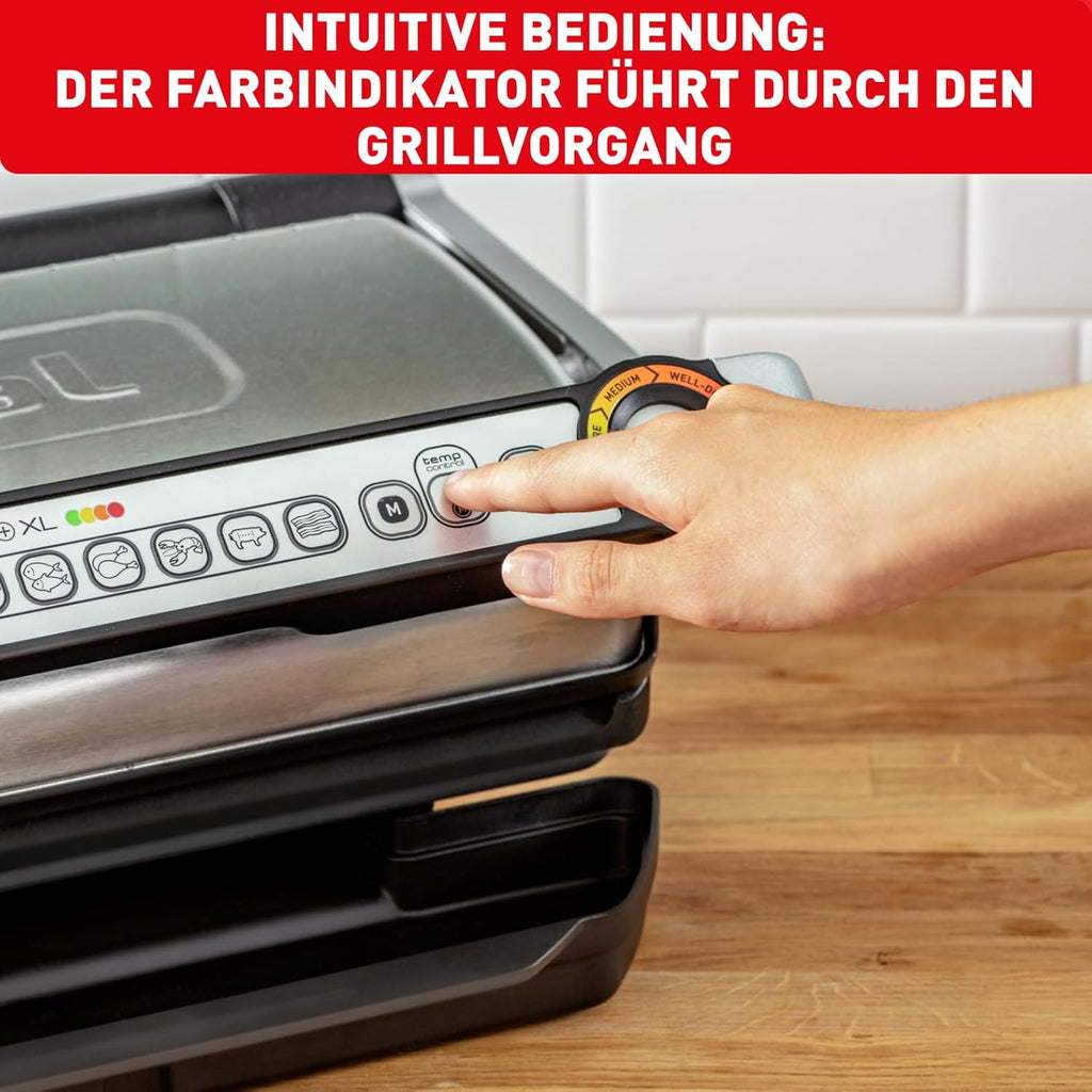 Kontaktgrill OptiGrill+ XL GC722D16 2000W mit 9 Grillprogrammen manueller Modus abnehmbaren Grillplatten und Garstufenanzeige