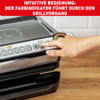 Kontaktgrill OptiGrill+ XL GC722D16 2000W mit 9 Grillprogrammen manueller Modus abnehmbaren Grillplatten und Garstufenanzeige