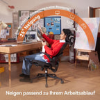 Ergonomischer Bürostuhl mit verstellbarer Lordosenstütze und Kopfstütze B100 Lite 90–135° Neigung Mesh Drehstuhl 72x70x112 cm