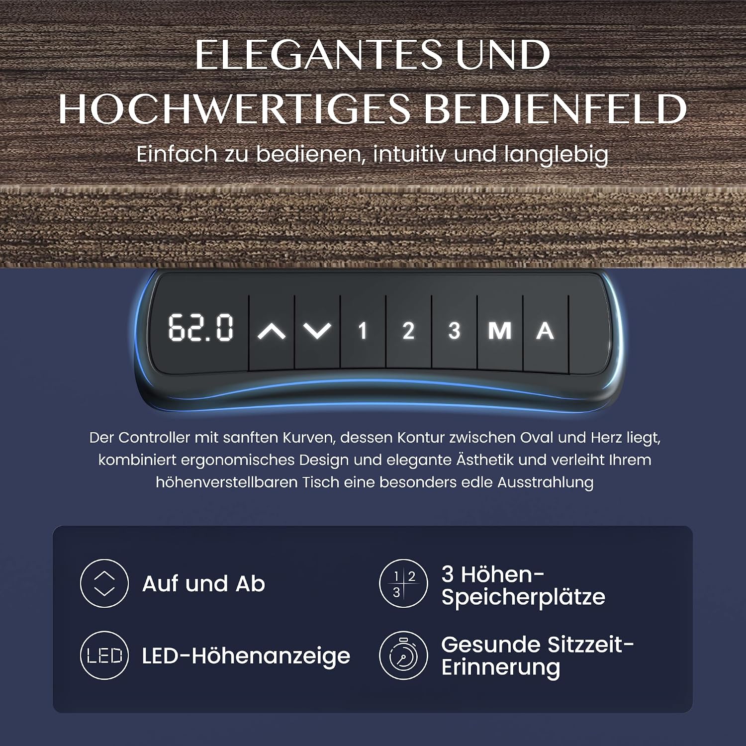 Höhenverstellbares Schreibtischgestell EC5 PRO elektrisch Dual Motor 160 kg Tragkraft 3-fach Teleskop Memory Steuerung LED Anzeige