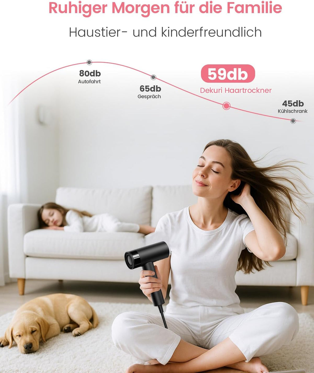 Ionen Haartrockner mit Hochgeschwindigkeitsmotor 110000 U/min 1600W mit Diffusor und 2 magnetischen Düsen