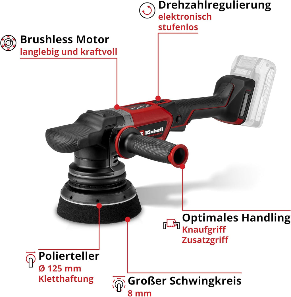 Akku Exzenterpolierer CP-EP 18/125 Li BL 18V 125 mm Brushless Motor 500-3800 U/min mit 3 Polierpads