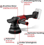 Akku Exzenterpolierer CP-EP 18/125 Li BL 18V 125 mm Brushless Motor 500-3800 U/min mit 3 Polierpads