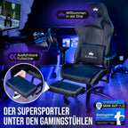 Ergonomischer Gaming Stuhl mit Fußstütze 4D Armlehnen Memory Foam Stoffbezug 150 kg Belastbarkeit