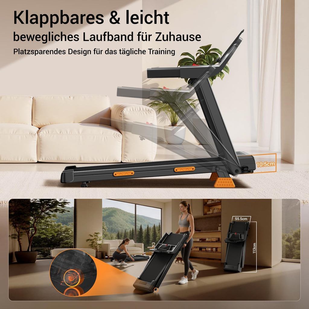 Klappbares Laufband für Zuhause SF20 mit 15% Steigung 12 km/h Geschwindigkeit 3,0 PS Motor LED-Anzeige 160 kg Belastbarkeit